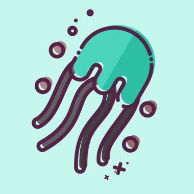 Simge Jöle Balığı. Deniz ürünleri sembolüyle ilgili. MBE tarzı. Basit tasarım çizimi