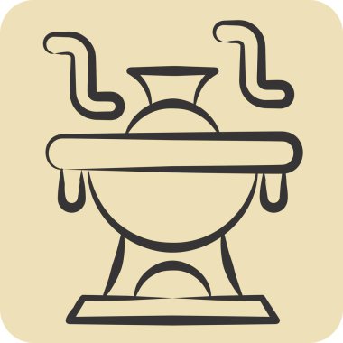 Icon Hot Pot. Deniz ürünleri sembolüyle ilgili. El çizimi tarzı. Basit tasarım çizimi