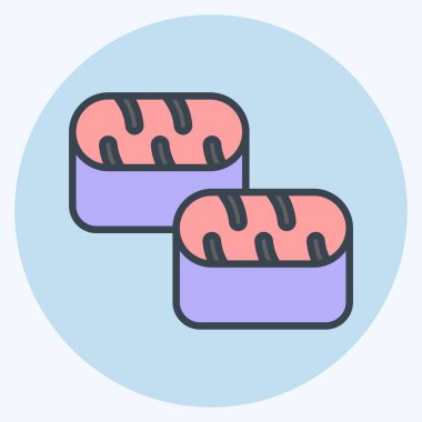 Icon suşi ton balığı. Deniz ürünleri sembolüyle ilgili. renk arkadaşı stili. Basit tasarım çizimi