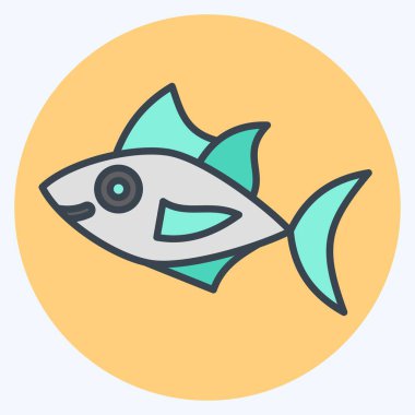 Simge Ton Balığı. Deniz ürünleri sembolüyle ilgili. renk arkadaşı stili. Basit tasarım çizimi