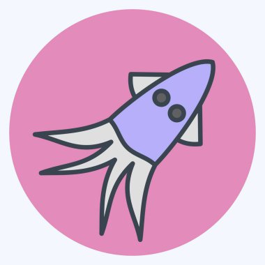 Simge mürekkep balığı. Deniz ürünleri sembolüyle ilgili. renk arkadaşı stili. Basit tasarım çizimi