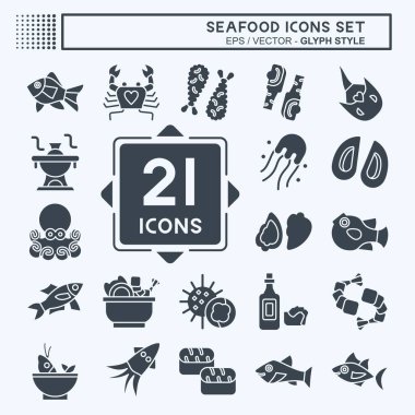 Icon Set Seafood. related to Holiday symbol. glyph style. simple design illustration clipart