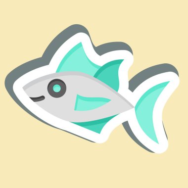 Etiket Ton Balığı. Deniz ürünleri sembolüyle ilgili. Basit tasarım çizimi