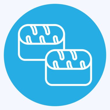 Icon suşi ton balığı. Deniz ürünleri sembolüyle ilgili. Mavi gözlü. Basit tasarım çizimi