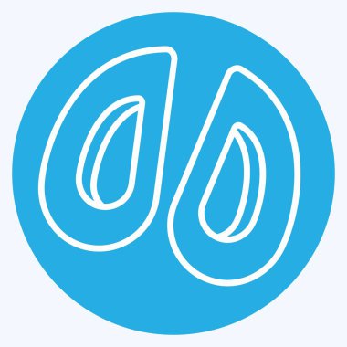 İkon midye. Deniz ürünleri sembolüyle ilgili. Mavi gözlü. Basit tasarım çizimi