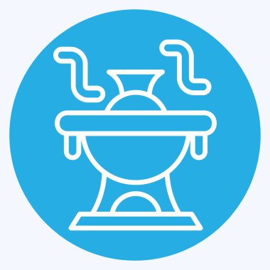 Icon Hot Pot. Deniz ürünleri sembolüyle ilgili. Mavi gözlü. Basit tasarım çizimi