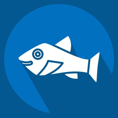 Simge Trout. Deniz ürünleri sembolüyle ilgili. Uzun gölge tarzı. Basit tasarım çizimi