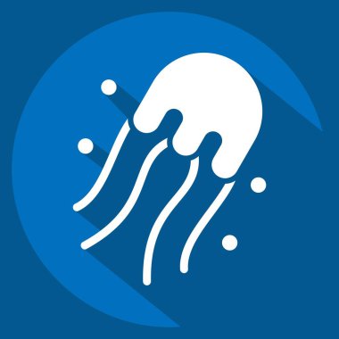 Simge Jöle Balığı. Deniz ürünleri sembolüyle ilgili. Uzun gölge tarzı. Basit tasarım çizimi