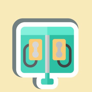 Etiket Telefon kulübesi. Şehir sembolüyle ilgili. Basit tasarım çizimi