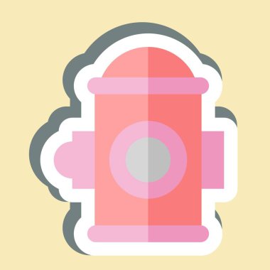 Çıkartma yangın musluğu. Şehir sembolüyle ilgili. Basit tasarım çizimi