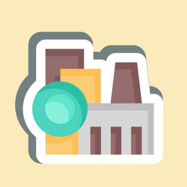 Etiket Fabrikası. Şehir sembolüyle ilgili. Basit tasarım çizimi