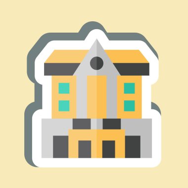 Etiket Bankası. Şehir sembolüyle ilgili. Basit tasarım çizimi