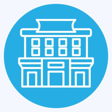 Simge süpermarketi. Şehir sembolüyle ilgili. Mavi gözlü. Basit tasarım çizimi