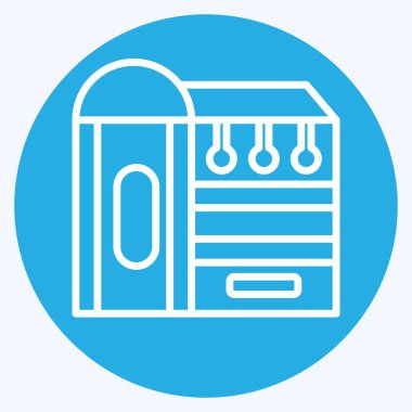 Simge oyun parkı. Şehir sembolüyle ilgili. Mavi gözlü. Basit tasarım çizimi