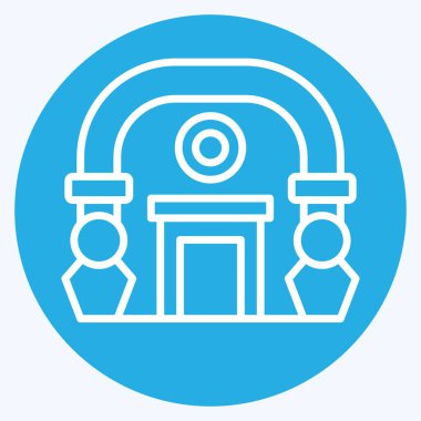 Simge Müzesi. Şehir sembolüyle ilgili. Mavi gözlü. Basit tasarım çizimi