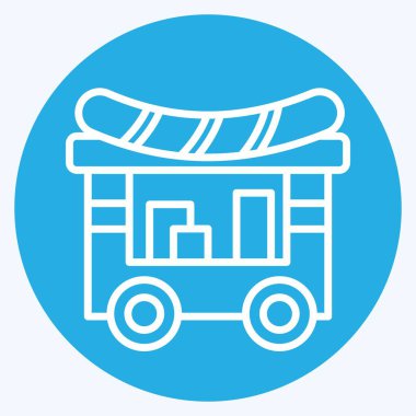 İkon Yemek Arabası. Şehir sembolüyle ilgili. Mavi gözlü. Basit tasarım çizimi