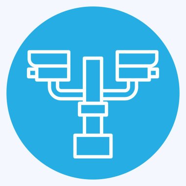 Simge Kapalı devre kamera sistemi. Şehir sembolüyle ilgili. Mavi gözlü. Basit tasarım çizimi