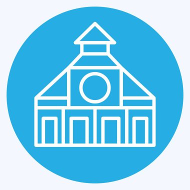 Simge kilisesi. Şehir sembolüyle ilgili. Mavi gözlü. Basit tasarım çizimi