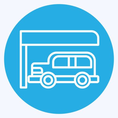 Icon Otoparkı. Şehir sembolüyle ilgili. Mavi gözlü. Basit tasarım çizimi