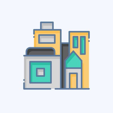 Simge Binaları. Şehir sembolüyle ilgili. Karalama stili. Basit tasarım çizimi