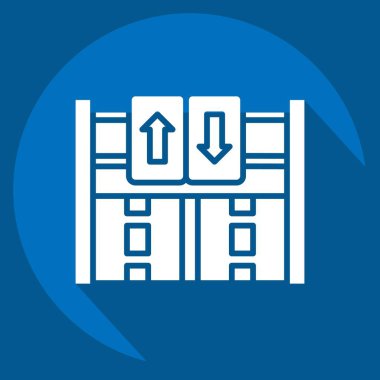 Simge Yol İşareti. Şehir sembolüyle ilgili. Uzun gölge tarzı. Basit tasarım çizimi