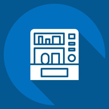 Simge Otomatı. Şehir sembolüyle ilgili. Uzun gölge tarzı. Basit tasarım çizimi