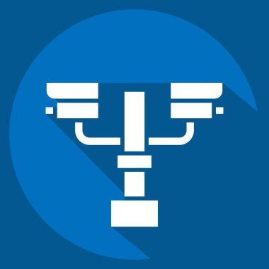 Simge Kapalı devre kamera sistemi. Şehir sembolüyle ilgili. Uzun gölge tarzı. Basit tasarım çizimi