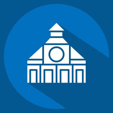 Simge kilisesi. Şehir sembolüyle ilgili. Uzun gölge tarzı. Basit tasarım çizimi