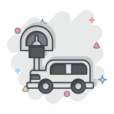 Simge parkmetresi. Şehir sembolüyle ilgili. Çizgi roman. Basit tasarım çizimi