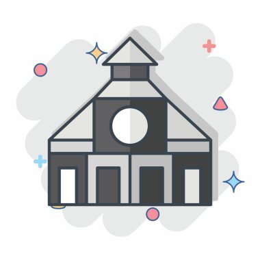 Simge kilisesi. Şehir sembolüyle ilgili. Çizgi roman. Basit tasarım çizimi