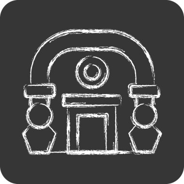 Simge Müzesi. Şehir sembolüyle ilgili. Tebeşir stili. Basit tasarım çizimi