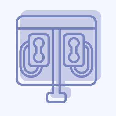 Simge Telefon Booth. Şehir sembolüyle ilgili. İki ton stili. Basit tasarım çizimi