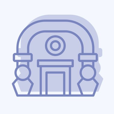 Simge Müzesi. Şehir sembolüyle ilgili. İki ton stili. Basit tasarım çizimi