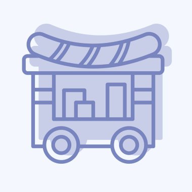 İkon Yemek Arabası. Şehir sembolüyle ilgili. İki ton stili. Basit tasarım çizimi