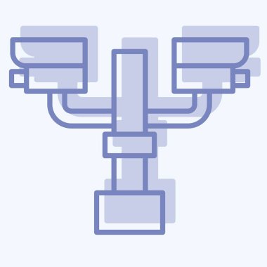 Simge Kapalı devre kamera sistemi. Şehir sembolüyle ilgili. İki ton stili. Basit tasarım çizimi