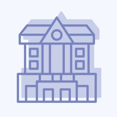 Icon Bankası. Şehir sembolüyle ilgili. İki ton stili. Basit tasarım çizimi