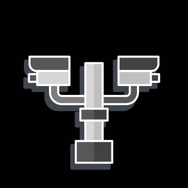 Simge Kapalı devre kamera sistemi. Şehir sembolüyle ilgili. Parlak bir stil. Basit tasarım çizimi