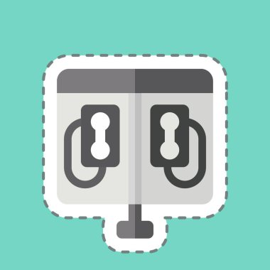 Çıkartma hattı Telefon kulübesini kesti. Şehir sembolüyle ilgili. Basit tasarım çizimi