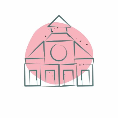 Simge kilisesi. Şehir sembolüyle ilgili. Renkli Leke Biçimi. Basit tasarım çizimi