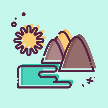 Icon Doğal Parkı. Şehir sembolüyle ilgili. MBE tarzı. Basit tasarım çizimi