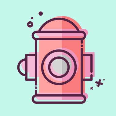 Simge yangın musluğu. Şehir sembolüyle ilgili. MBE tarzı. Basit tasarım çizimi