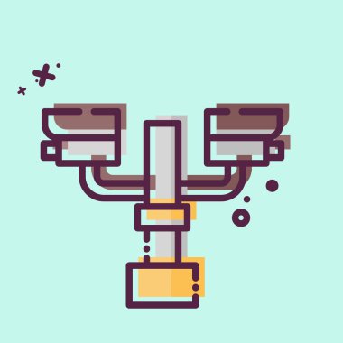 Simge Kapalı devre kamera sistemi. Şehir sembolüyle ilgili. MBE tarzı. Basit tasarım çizimi