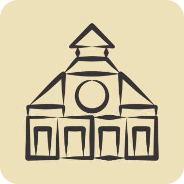 Simge kilisesi. Şehir sembolüyle ilgili. El çizimi tarzı. Basit tasarım çizimi