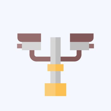 Simge Kapalı devre kamera sistemi. Şehir sembolüyle ilgili. Düz stil. Basit tasarım çizimi