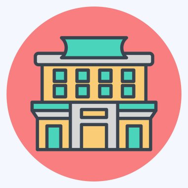 Simge süpermarketi. Şehir sembolüyle ilgili. renk arkadaşı stili. Basit tasarım çizimi