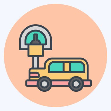 Simge parkmetresi. Şehir sembolüyle ilgili. renk arkadaşı stili. Basit tasarım çizimi