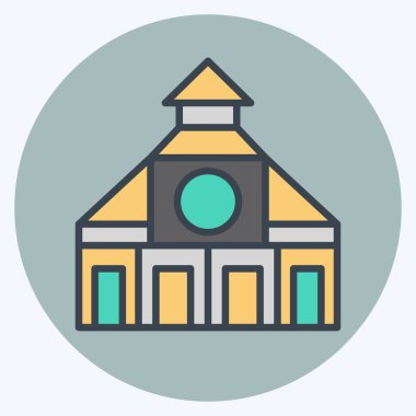 Simge kilisesi. Şehir sembolüyle ilgili. renk arkadaşı stili. Basit tasarım çizimi