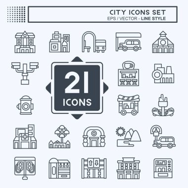 Simge Ayarlama Şehri. Bina sembolüyle ilgili. Sıra tarzı. Basit tasarım çizimi