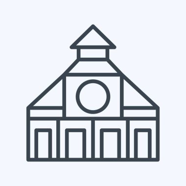 Simge kilisesi. Şehir sembolüyle ilgili. Sıra tarzı. Basit tasarım çizimi