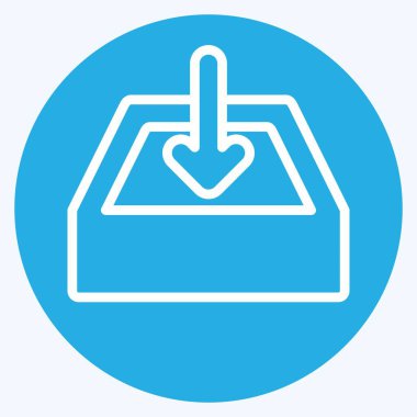 Simge İndirme. Düğme İndirme simgesi ile ilgili. Mavi gözlü. Basit tasarım çizimi